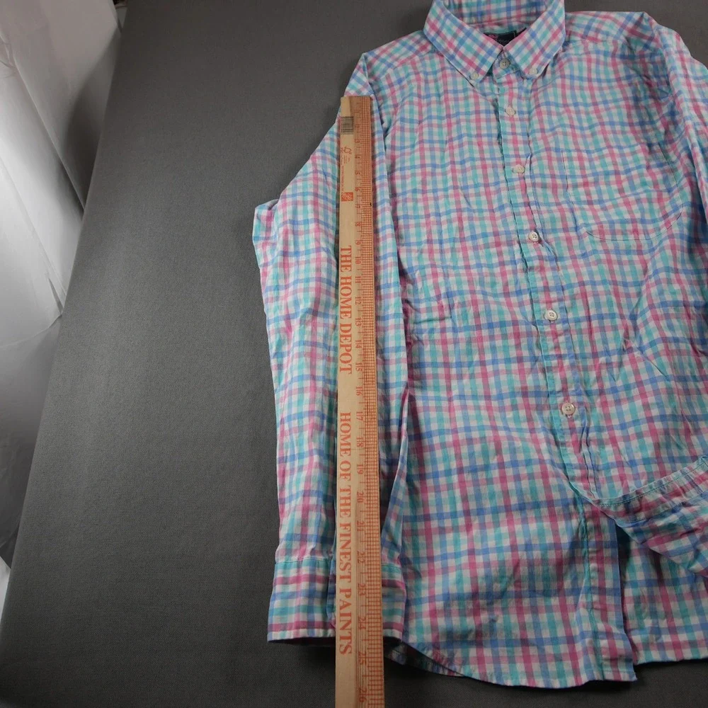 Vineyard Vines Classic Fit Murray Gingham Stretch Men Shirt M Pink Work Bissness